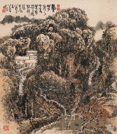 黄秋园 1976年作 晚山无语 镜心 66.5×58cm